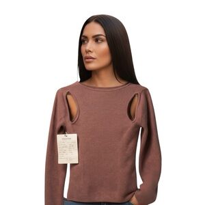 Naadam 100% Cashmere Cutout Shoulder Sweater | Size Small | NWT Sample
